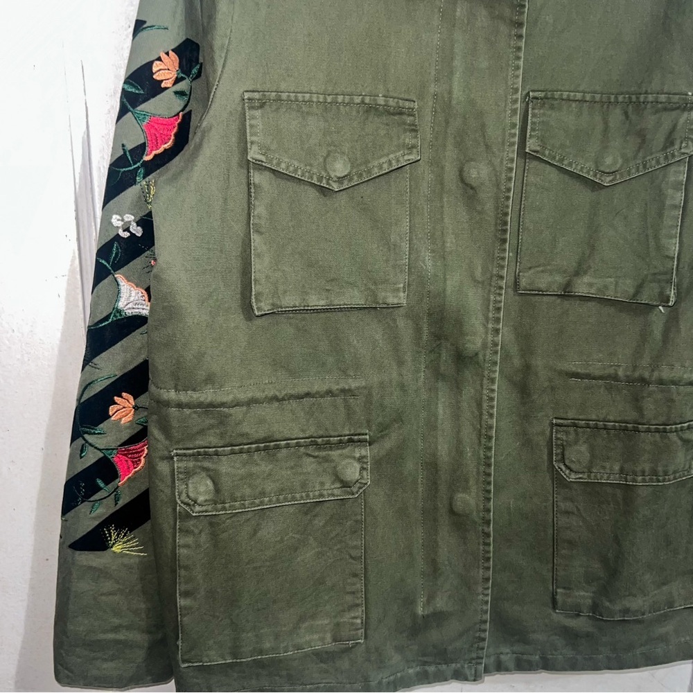 En Creme Womens Embroidery Military Jacket - Olive, Size M - Picture 4 of 12